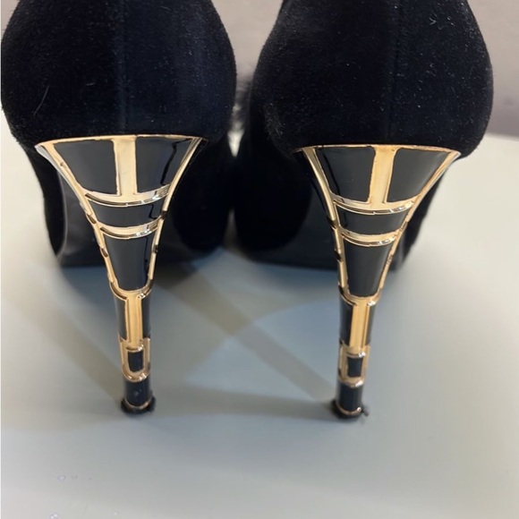 MARINO FABIANI MADE IN ITALY velvet black heel with fur detail - Picture 4 of 6